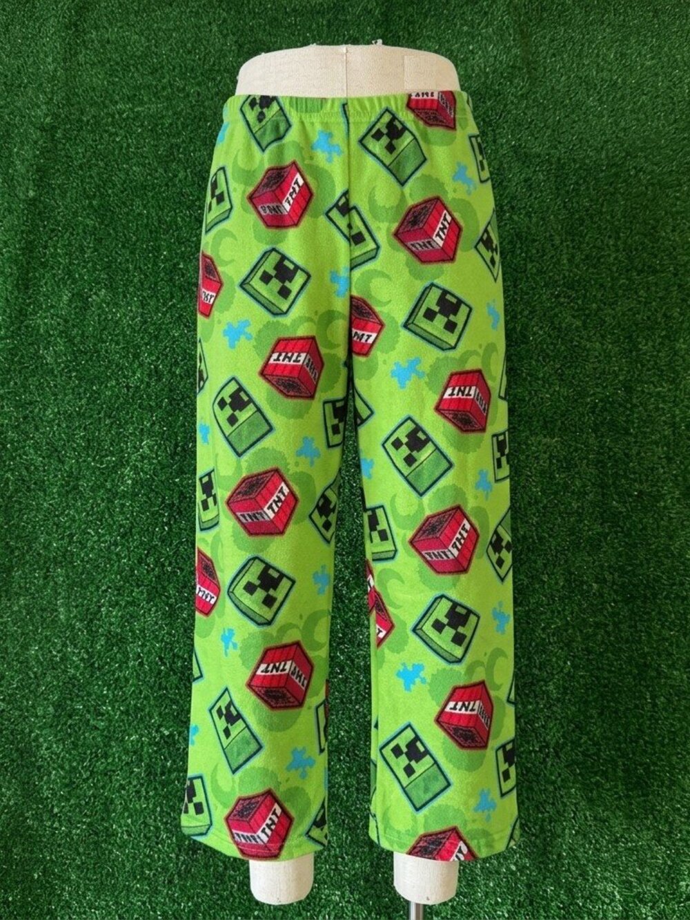 Minecraft Boys Fleece Pajama Pants Size 8 Creeper TNT Green Flame Resistant PJ